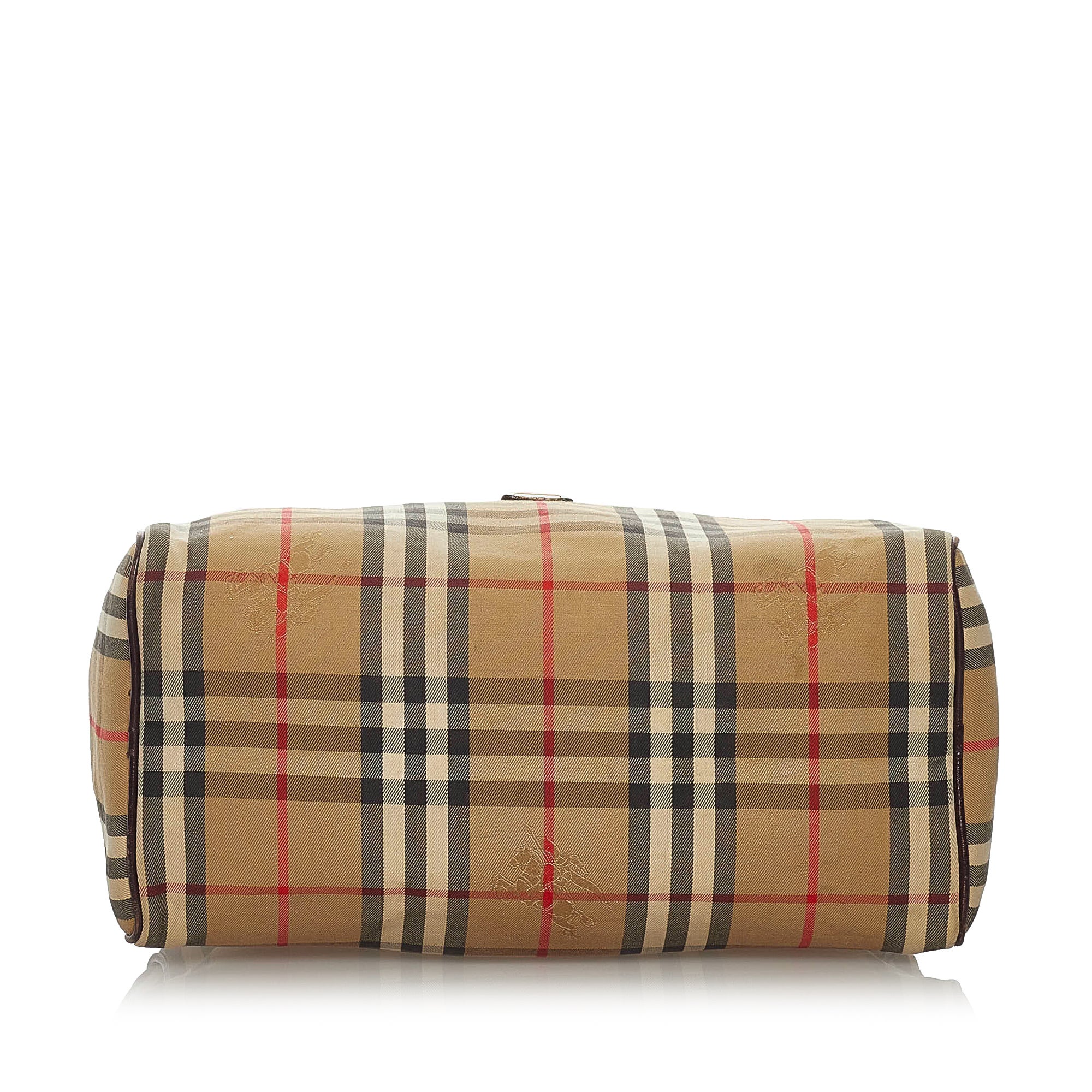 Pre-owned Authenticated Burberry Haymarket Check Canvas Boston Bag  display picture 1