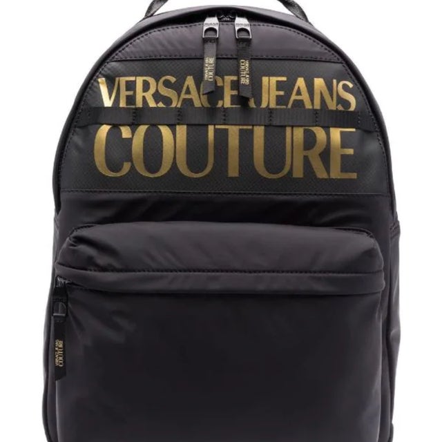 NWT Versace Jeans Couture Logo Patent Backpack ? Versace Jeans Couture logo-patch Backpack | Black | FARFETCH JO main image 2