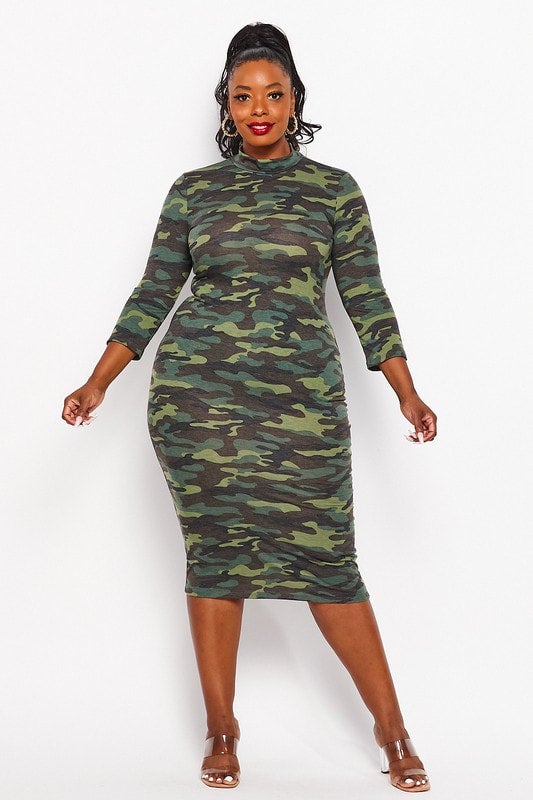 bodycon camo dress Hepasi Halter Mini Dress in Camo Sequin Khaki Green , Halter Neck main image 0