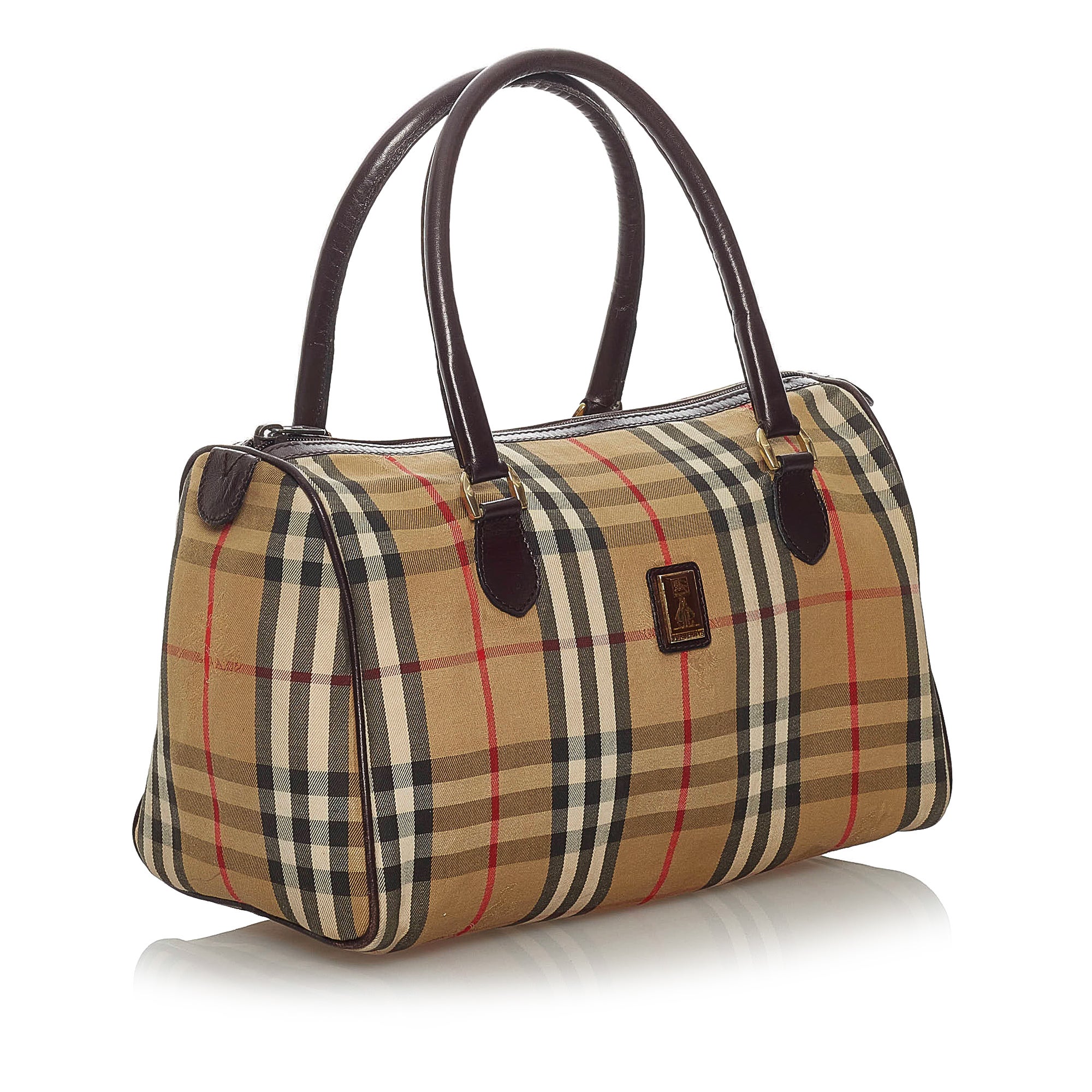 Pre-owned Authenticated Burberry Haymarket Check Canvas Boston Bag  display picture 1