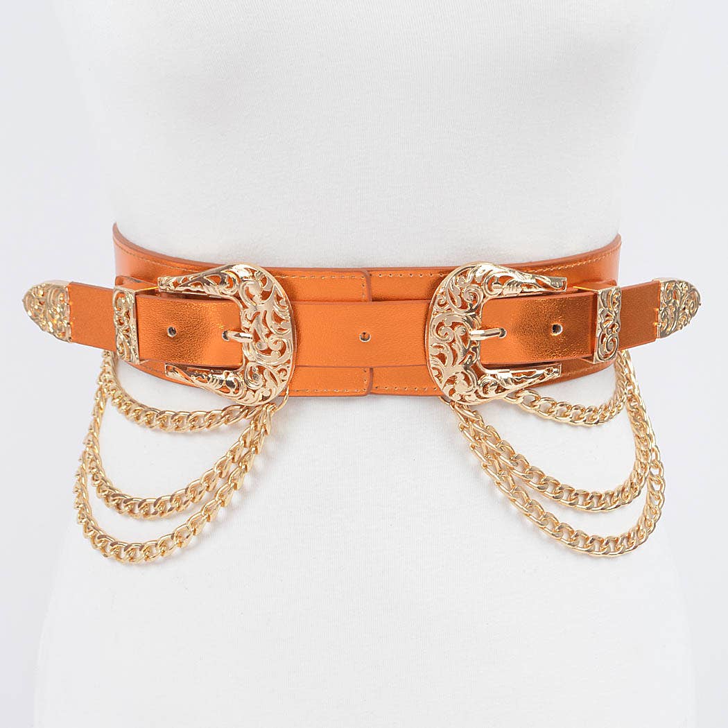 Metallic Two Buckle Chain Waist Belt | Turn Her Style, LLC display picture 3