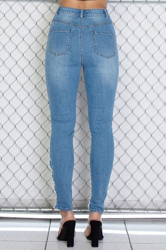 Men Ripped Skinny Jeans Trousers Stretch Slim Fit Distressed Denim Pants  Size 36 | eBay
